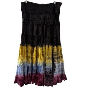 Dimri Multicolor Crushed Velvet Ruffled Skirt Size Medium